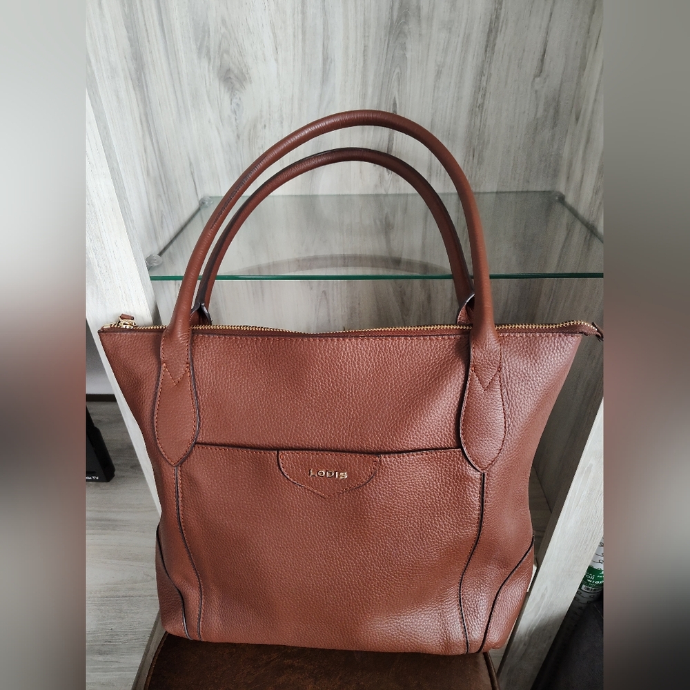 Lodis Siera Leather Carry all tote bag Chestnut Brown 12H * 16W